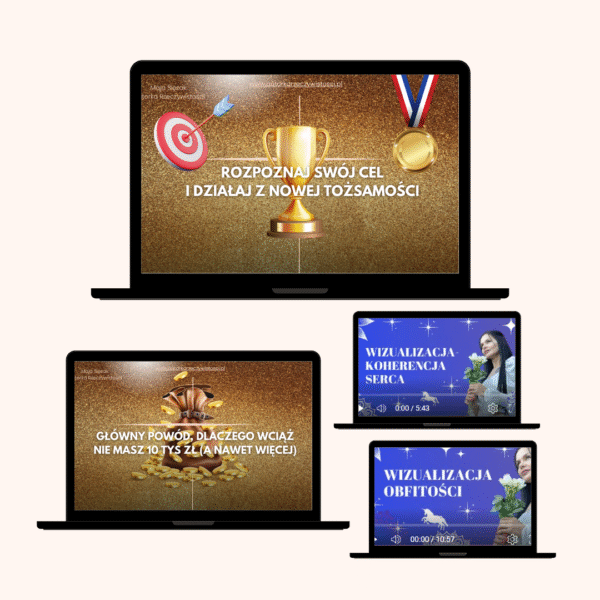 Kurs: Rozpoznaj swój Cel i działaj z Nowej Tożsamości + Kurs: Główny powód DLACZEGO wciąż NIE MASZ 10 000 zł (a nawet więcej) + Medytacja: Wizualizacja Obfitości + Medytacja: Obfitość na początek dnia